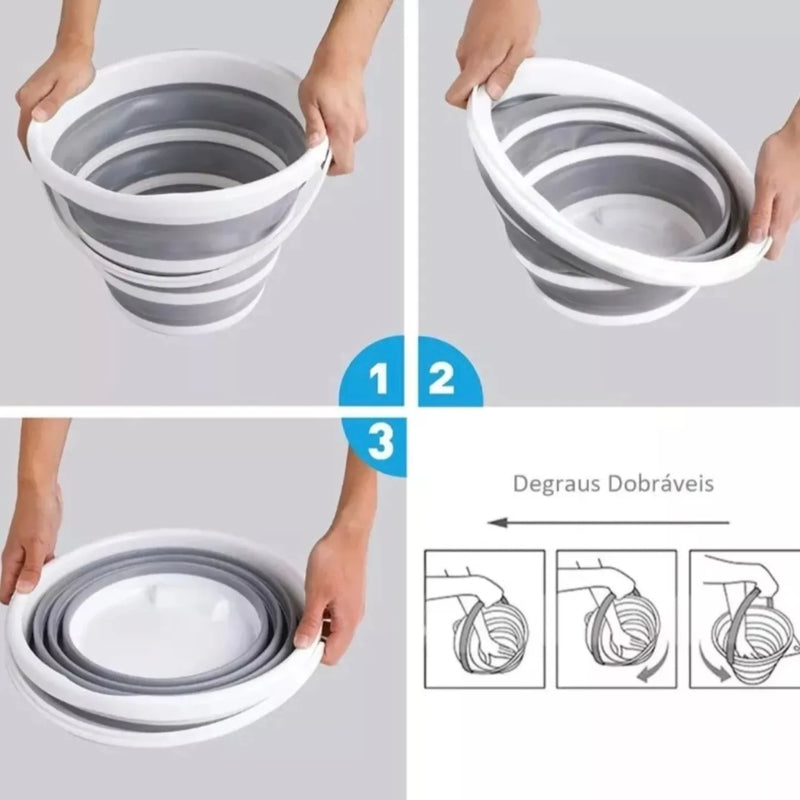 Balde de Silicone Dobrável Retrátil Flexível 10 Litros