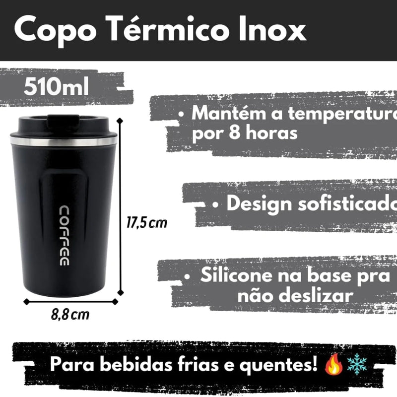 Copo Térmica 500ml Inox C/ Display Digital Temperatura