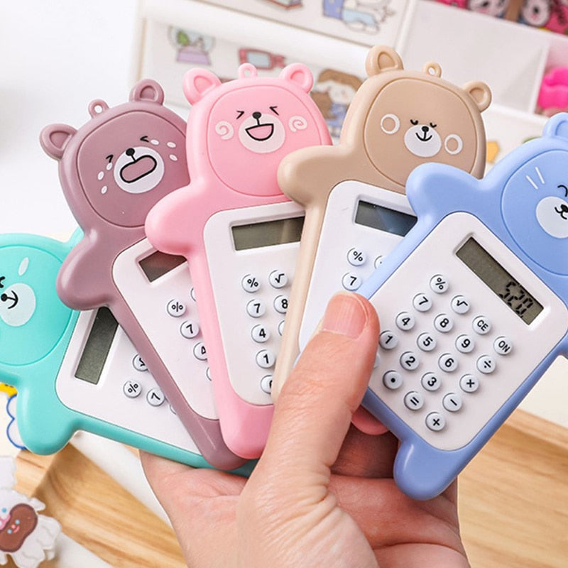 Mini Calculadora Colorida Bichinho Ursinho Fofo Com Chaveiro