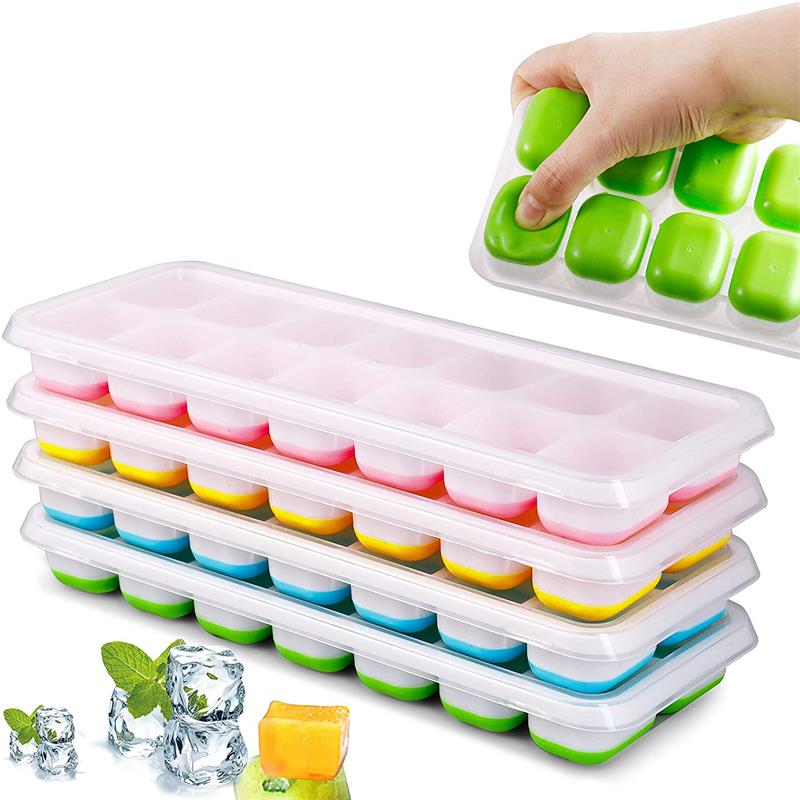 Forma de Gelo Cubo com Tampa Rígida e Flexível Fundo Silicone