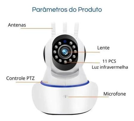 Câmera IP Wifi Wireless Sem Fio Hd 3 Antenas com Visão Noturna Babá eletrônica