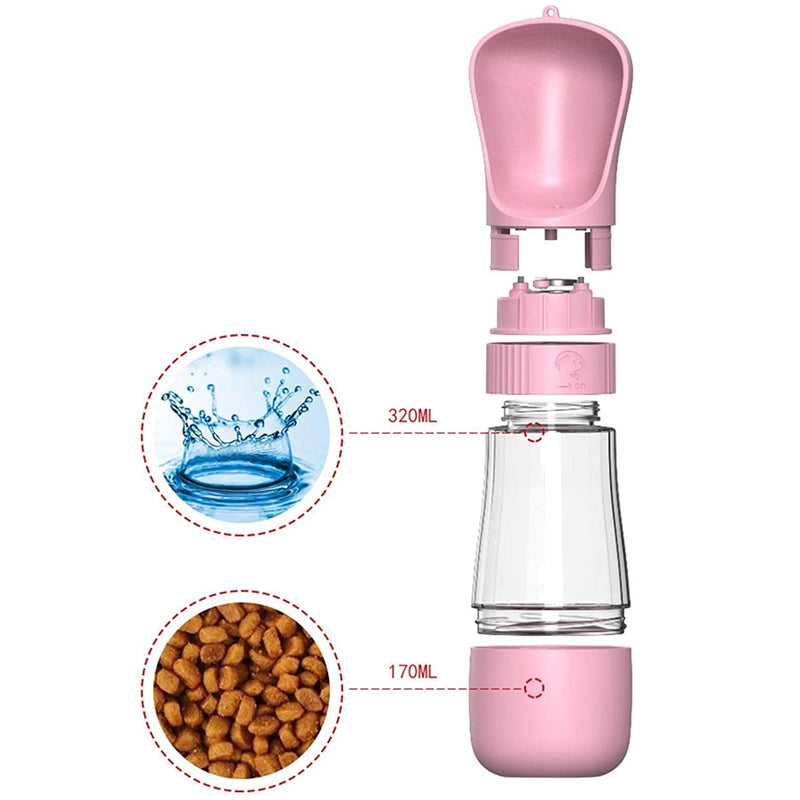 Garrafa Bebedouro Pet Portátil 2 em 1 Água e Ração