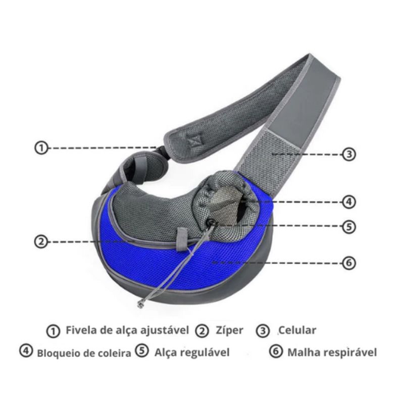 Mochila Bolsa Canguru Transversal Para Transporte PET